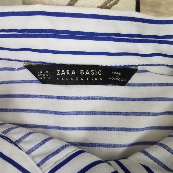 ZARA Basic Collection Stripe Button Pearl Cuff Top - Picture 6 of 8